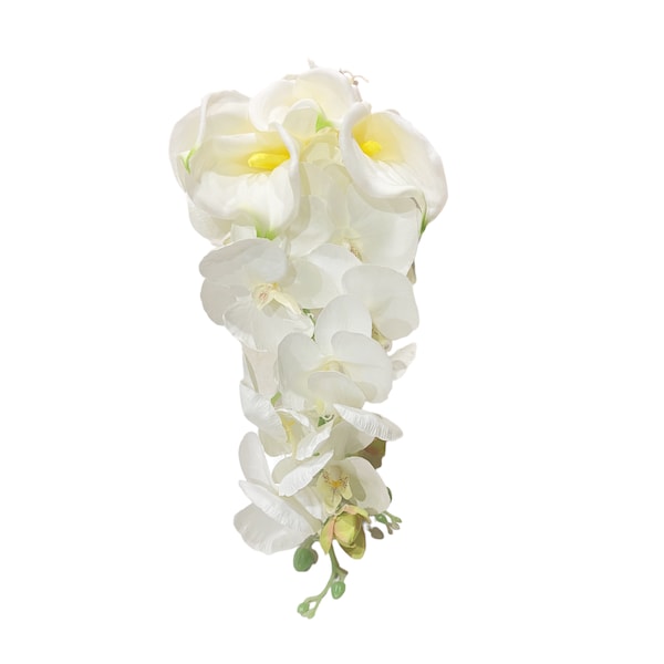 Lys calla blanc et orchidée Bouquet de mariage artificiel