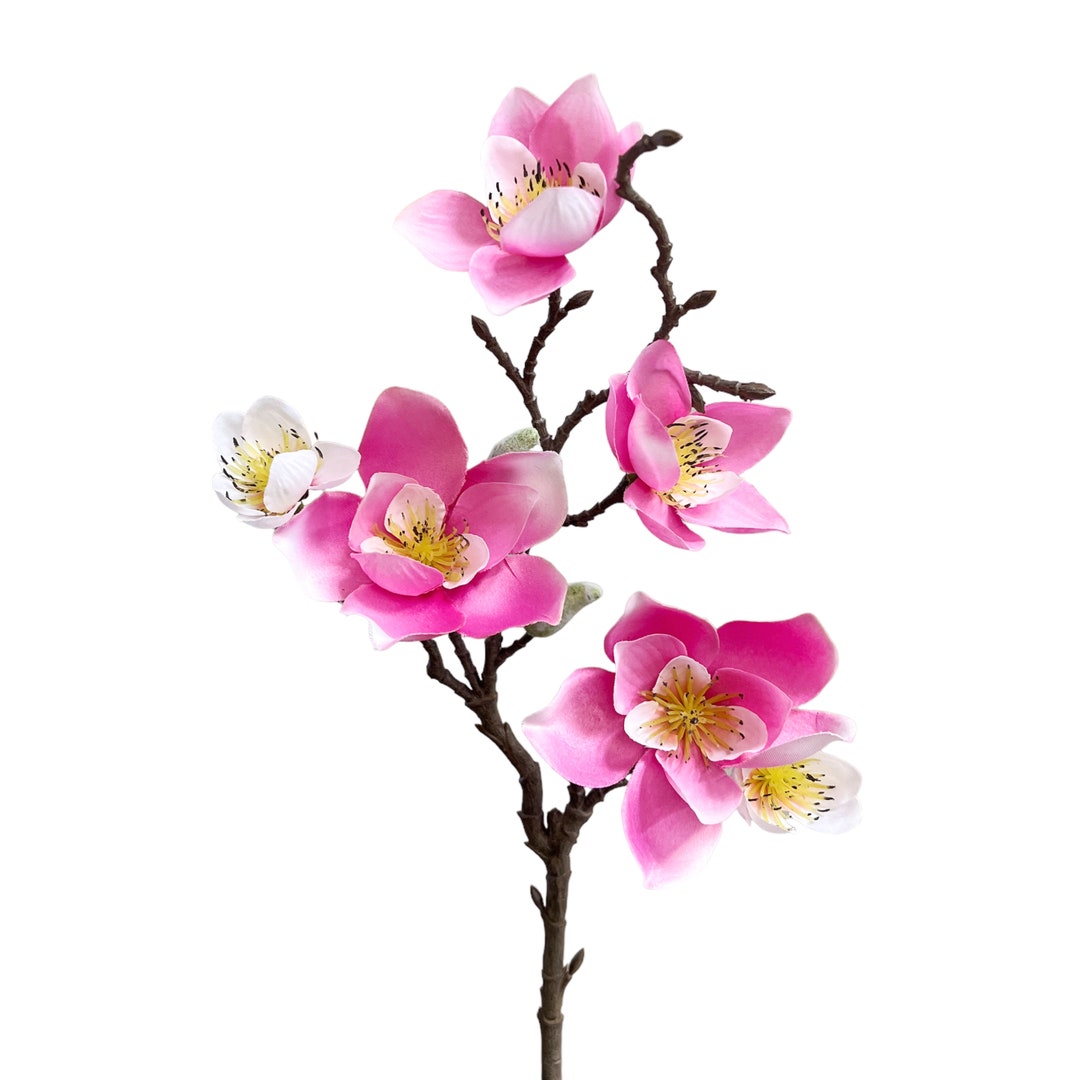 Set of 3 Artificial Magnolia Flower Stems Etsy