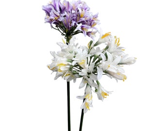 Long-Stemmed Artificial Agapanthus Duo, 32 inches, Flexible Design - African Lily Replica