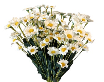 Set of 10 Artificial Daisy Flower Stems in Multiple Colors - Ideal for Home Decor and Weddings