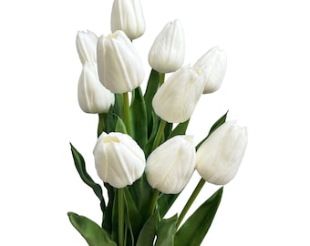 18 inch Tall Beautiful Artificial Real Touch Tulip Stems in Various Colors (Set of 10)