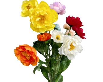 Set of 6 Artificial Poppy Flower Stems