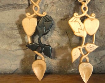 love spoon:- (white or  black rose) ideal wedding, anniversary or valentines gift