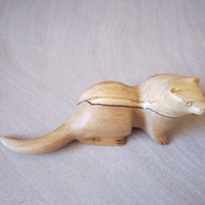 carved wooden otter in walnut. yew or spalted beech image 7