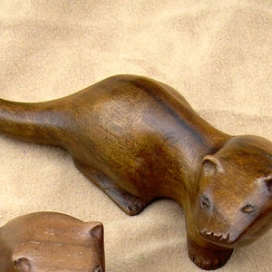 carved wooden otter in walnut. yew or spalted beech image 5
