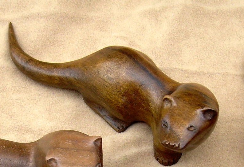 carved wooden otter in walnut. yew or spalted beech image 5