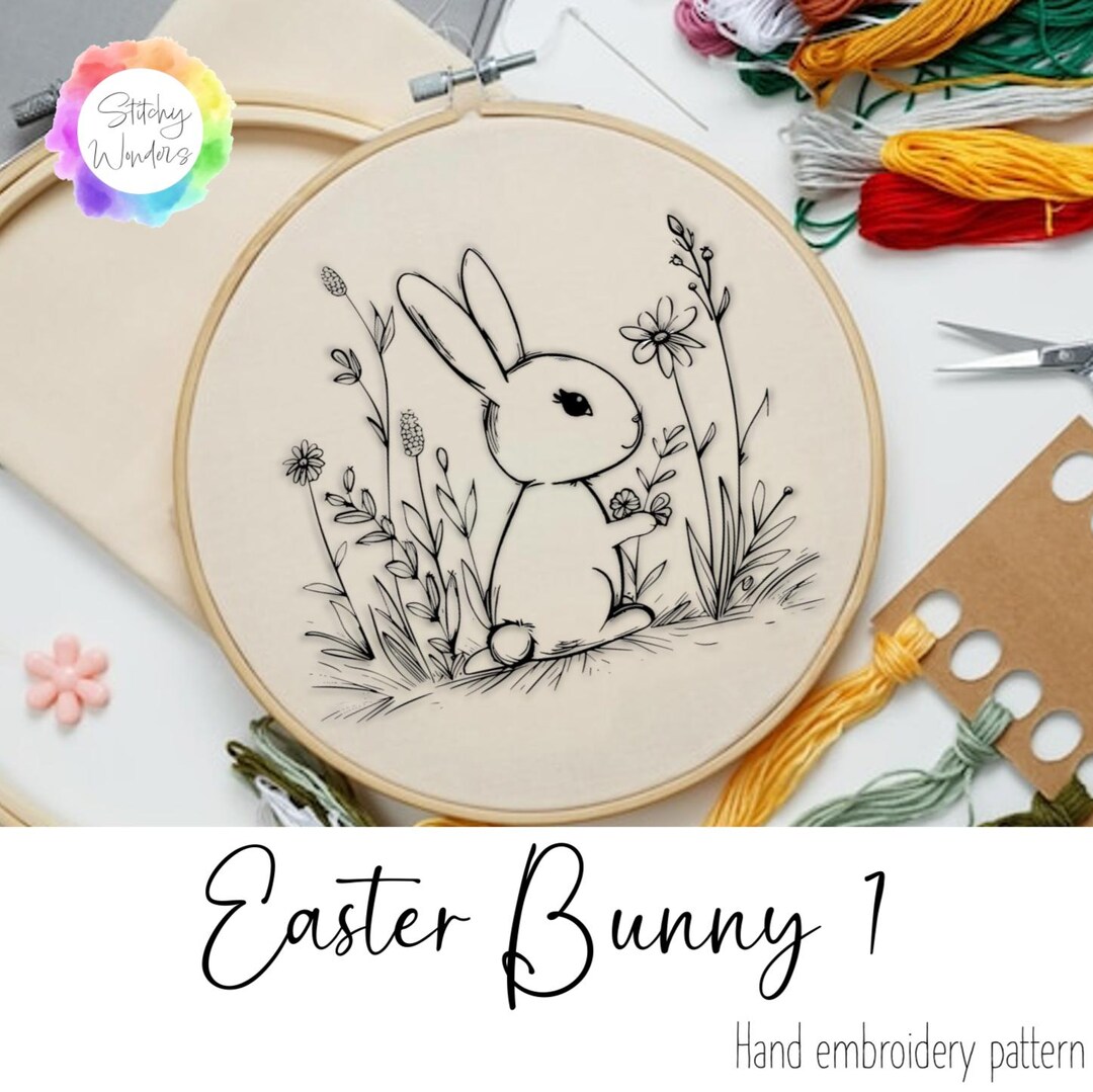 Hand Embroidery Pattern: Easter Bunny 1 (printable Hoop Design Adorable ...