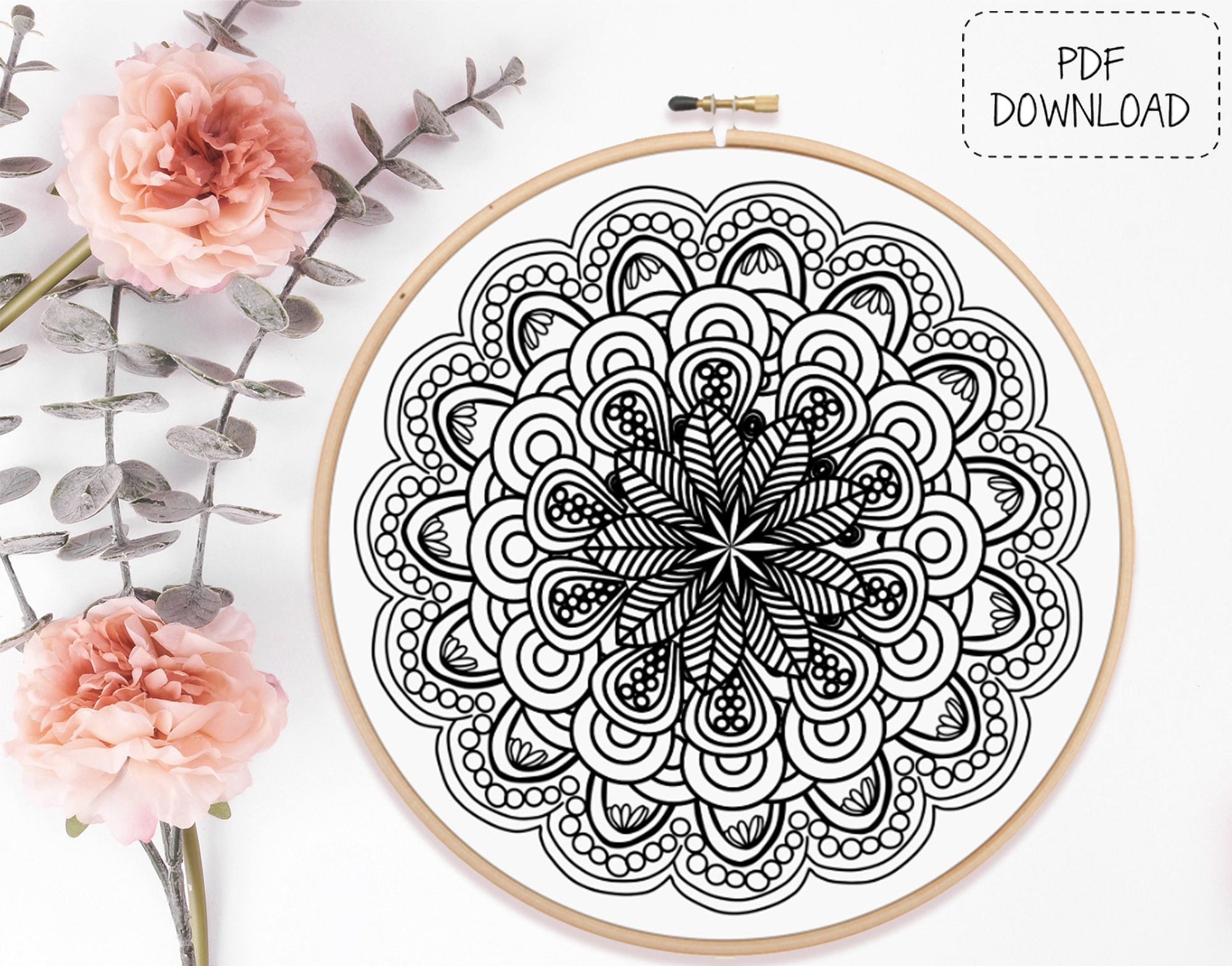 Flower Mandala Transfer Pattern - PDF Digital Download - The