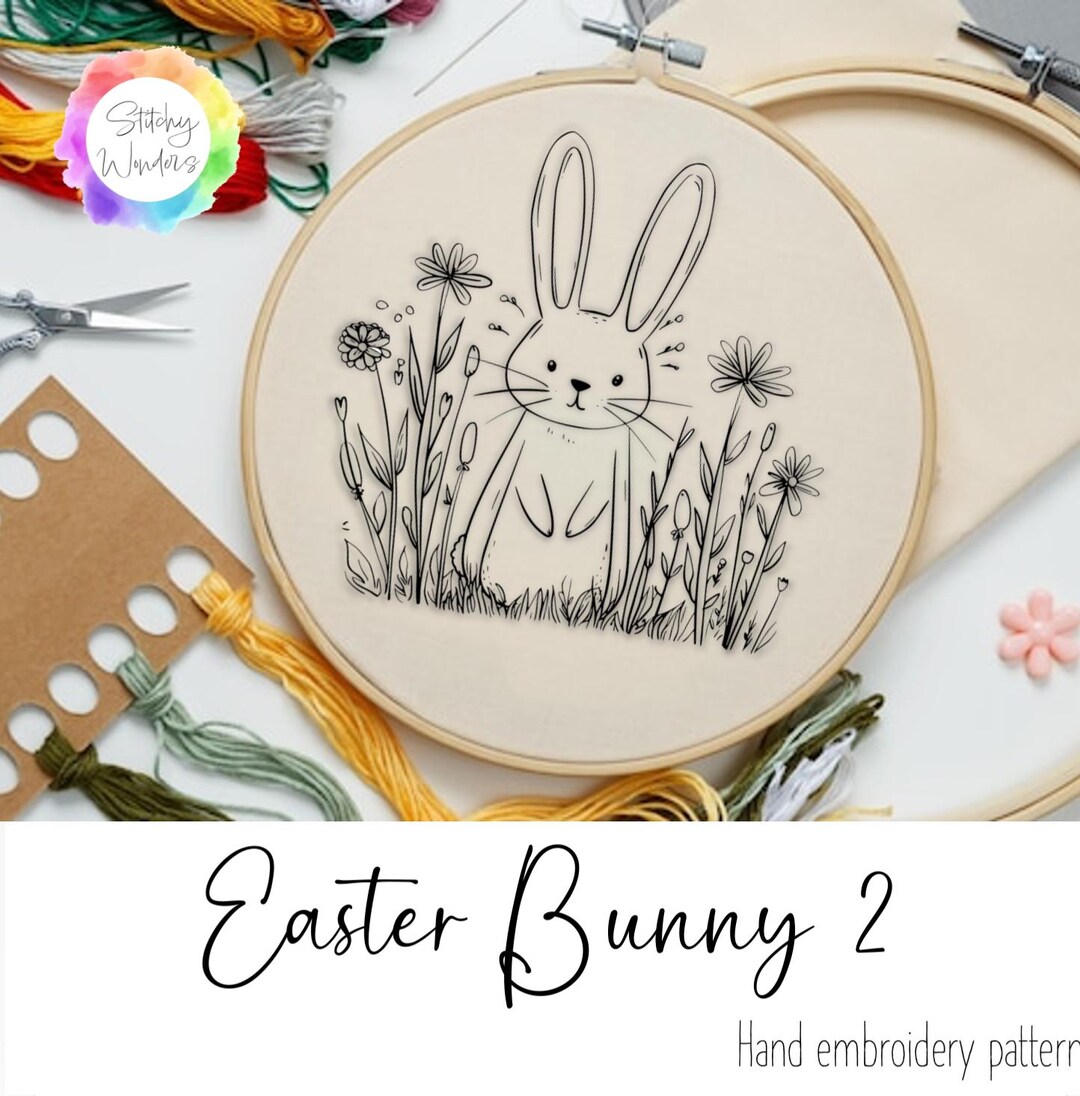Hand Embroidery Pattern: Easter Bunny 2 (printable Hoop Design Adorable ...