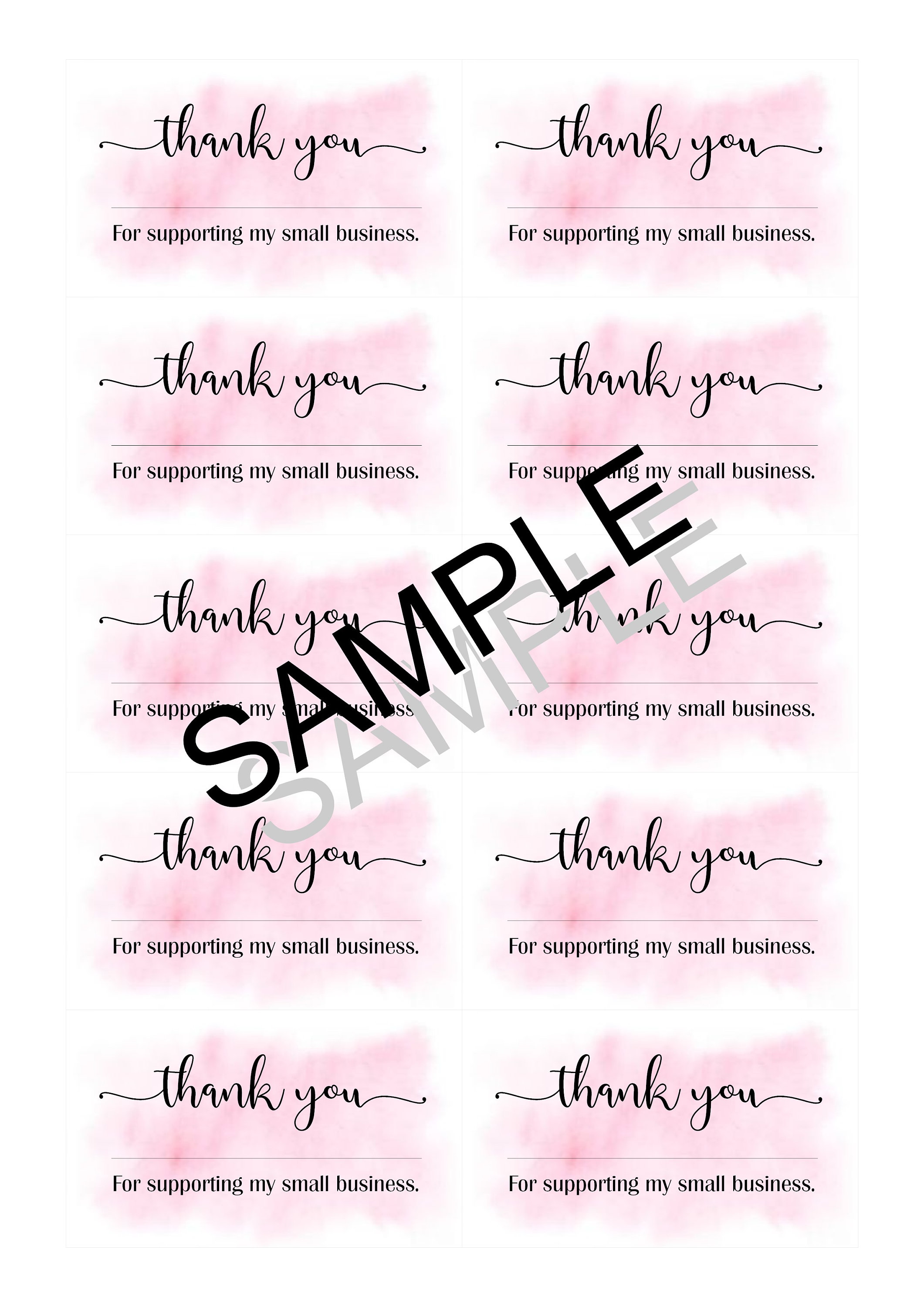Thank You for Supporting My Small Business Cards, Printable Digital Thank You for Supporting My Small Business Cards, Printable Digital