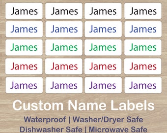 personalized waterproof dishwasher safe stick on labels personalized Sticker custom MEDIUM SILVER HOLOGRAM Name Labels Name Stickers