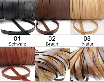 Lederband flach | Breite 10 mm | Dicke ca. 2,5 mm | Farben wählbar | sehr stabil - Für Schmuck u. DIY-Projekte - vegetabil gegerbt