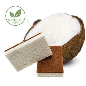 Kompostierbare Schwämme Mehrzweck biologisch abbaubare Zellulose und Kokosfaser / Kokosfaser Schrubber Nachhaltige Öko-Vegan Küche