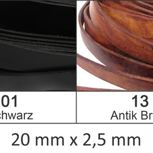 Leather strap flat | Width: 20mm; Thickness approx. 2.5 mm - antique brown or black - length selectable | vegetable tanned | For your creative project
