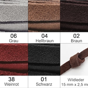 Suede strap, flat suede strap | 15 mm x 2.5 mm - colours selectable - for creative leather crafts | very soft and very strong