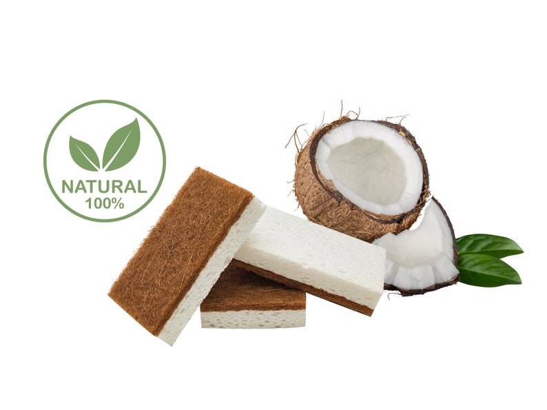 Kompostierbare Schwämme Mehrzweck biologisch abbaubare Zellulose und Kokosfaser / Kokosfaser Schrubber Nachhaltige Öko-Vegan Küche