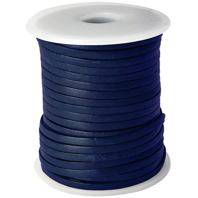 Flat leather cord | 3 mm wide | approx. 1 mm thick | Color & length selectable (from 3 meters) | Very strong - For leather jewelry - vegetable tanned 14 Navy