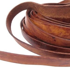 Flat leather strap | Width: 15 mm; Thickness: approx. 2.5 mm - Antique brown - Length selectable | GENUINE leather - vegetable tanned | For bracelets