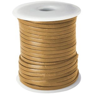 Flat leather cord | 3 mm wide | approx. 1 mm thick | Color & length selectable (from 3 meters) | Very strong - For leather jewelry - vegetable tanned 26 Curry