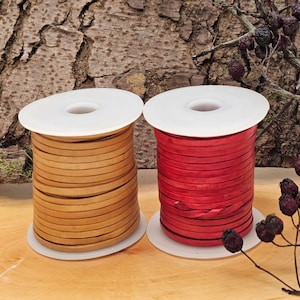 Flat leather cord | 3 mm wide | approx. 1 mm thick | Color & length selectable (from 3 meters) | Very strong - For leather jewelry - vegetable tanned image 18