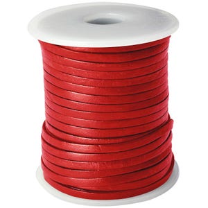 Flat leather cord | 3 mm wide | approx. 1 mm thick | Color & length selectable (from 3 meters) | Very strong - For leather jewelry - vegetable tanned 05 Rot