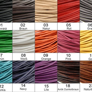Leather cords 2 mm diameter - vegetable tanned, leather straps for leather chains, jewelry, braiding and creative projects