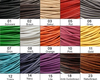 Cordones de cuero de 2 mm de diámetro, curtidos vegetalmente, ideales para collares, joyería, trenzado y proyectos creativos.