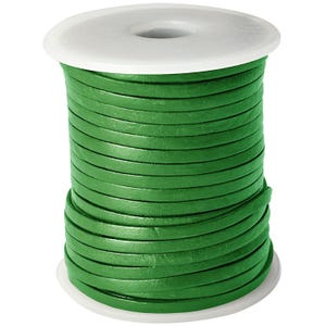 Flat leather cord | 3 mm wide | approx. 1 mm thick | Color & length selectable (from 3 meters) | Very strong - For leather jewelry - vegetable tanned 07 Grün