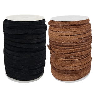 Suede leather strap, flat suede leather strap | 5 mm x 1.5 mm - colors selectable - for creative leather crafts | very soft and very strong