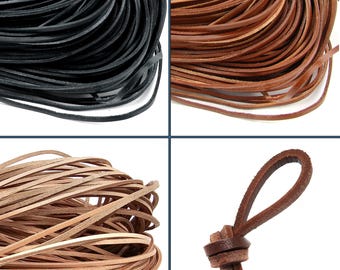 Square leather cord 3 mm x 2 mm - High-strength leather strap | Ideal for jewelry and creative projects