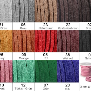 Soft suede strap, suede strap flat 3 mm x 1.5 mm - colors selectable