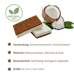 Kompostierbare Schwämme Mehrzweck biologisch abbaubare Zellulose und Kokosfaser / Kokosfaser Schrubber Nachhaltige Öko-Vegan Küche