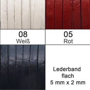 Flat leather strap | Width 5 mm | Thickness approx. 2 mm | Color & length selectable | very stable - For jewelry and DIY projects - vegetable tanned