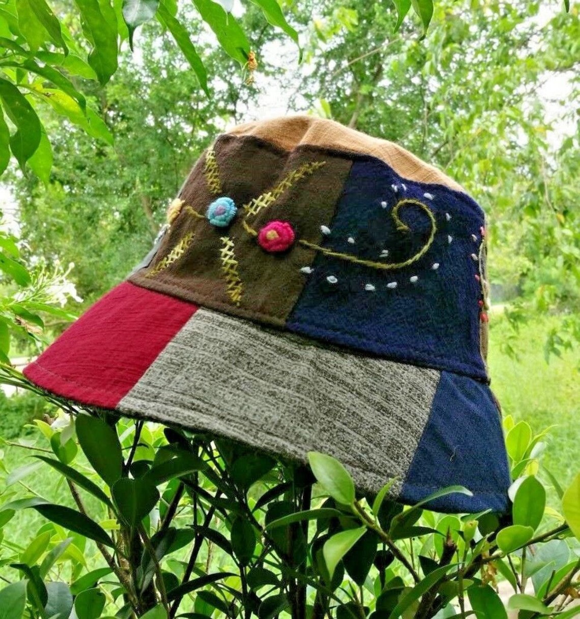Hill Tribe Sun Hat Handmade Cotton Cap Hmong Thai Made Etsy