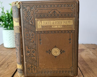 Ezéchiel et autres poèmes de B. M. 1884, beau livre de poèmes anciens, livre ancien décoratif, livre de poésie ancienne