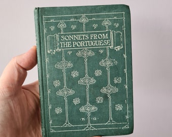 Sonetos de los portugueses de Elizabeth Barrett Browning, Libro antiguo de poemas, Mini libro de poesía, Libro de poemas bastante antiguo