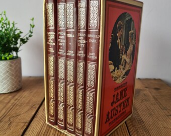 Jane Austen Book Set x5, Faux Leather Decorative Books, Jane Austen Gift, Booklover Gift