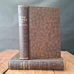 Tom Jones by Henry Fielding Two Volume Collection, Decorative Brown Faux Leather Edition by Odhams Press, Tom Jones Hardback Book