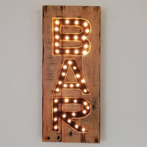 Custom Personalised Light up Bar Sign Home Bar Pallet Wood Etsy UK