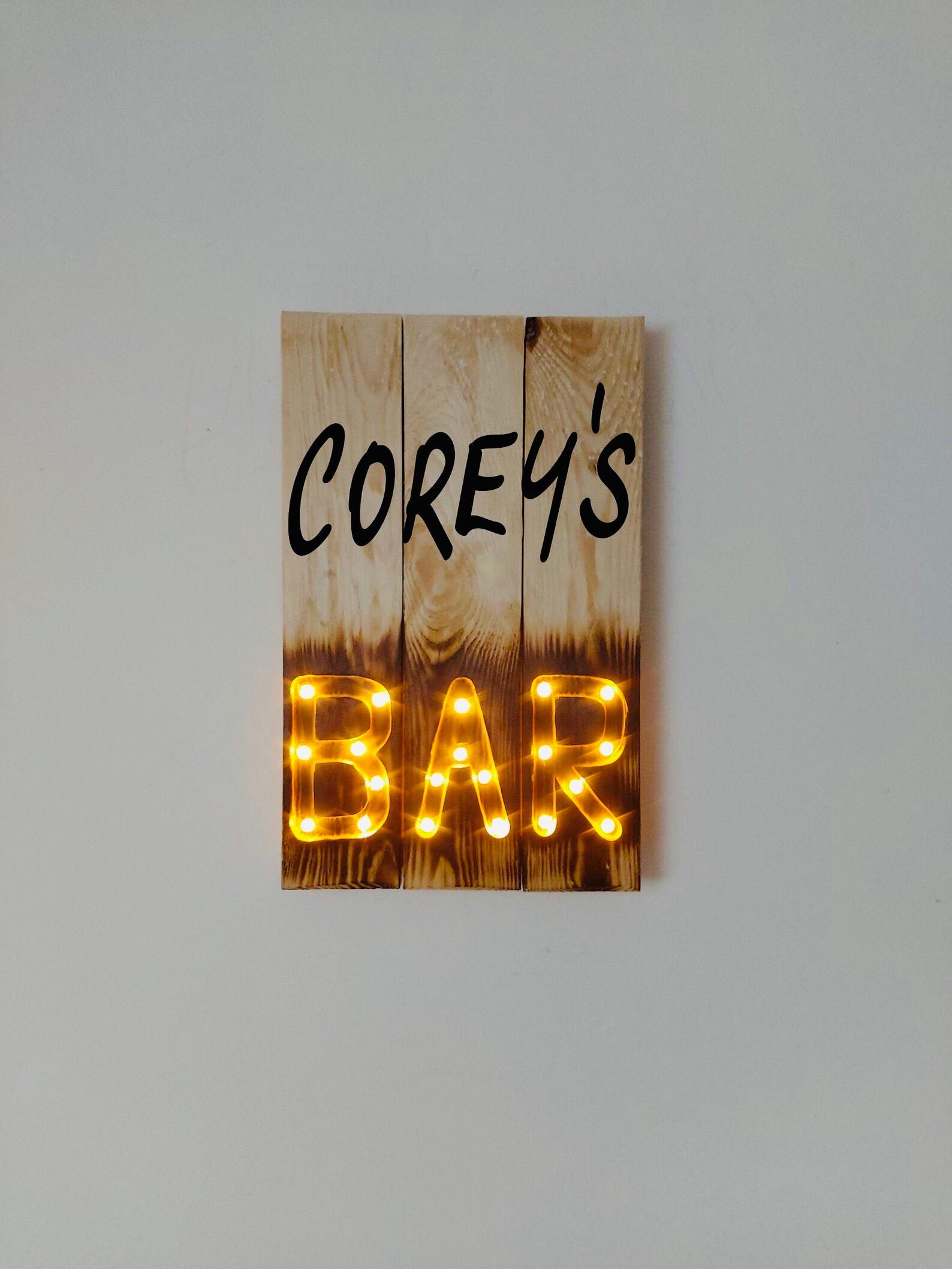 Personalised Bar Sign Light up Pallet Wood Bar Sign Drinks Etsy UK