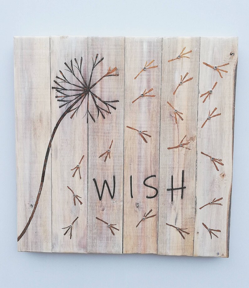 Wish Dandelion Pallet Wall Art Light up Wood Wall Art Floral Etsy UK