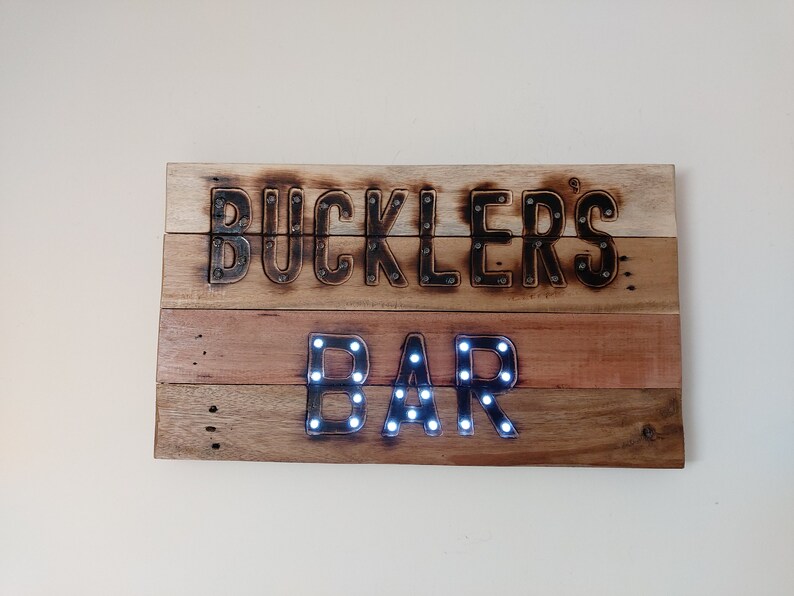 Custom personalised light up bar sign Home bar pallet wood Etsy