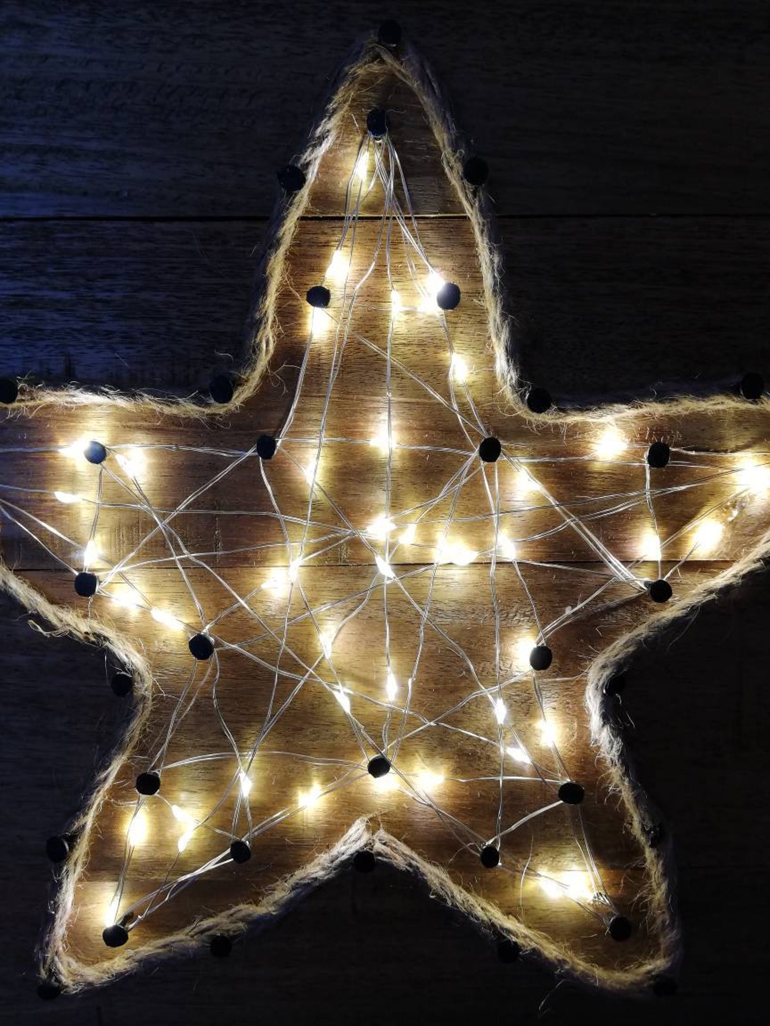 Star string art light up wooden wall hanging Rustic pallet Etsy
