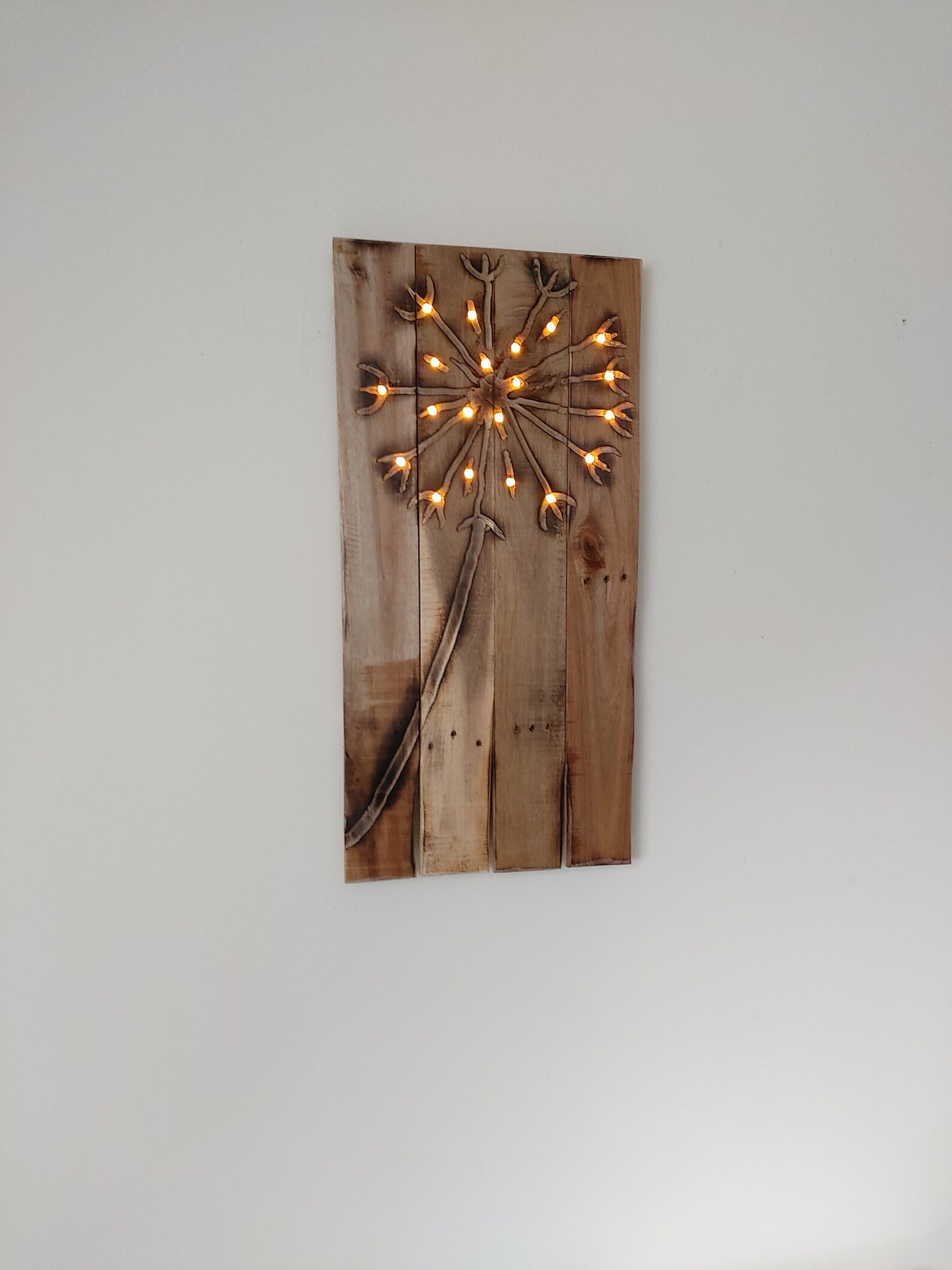 Rustic dandelion wall decor Light up pallet wood wall art Etsy