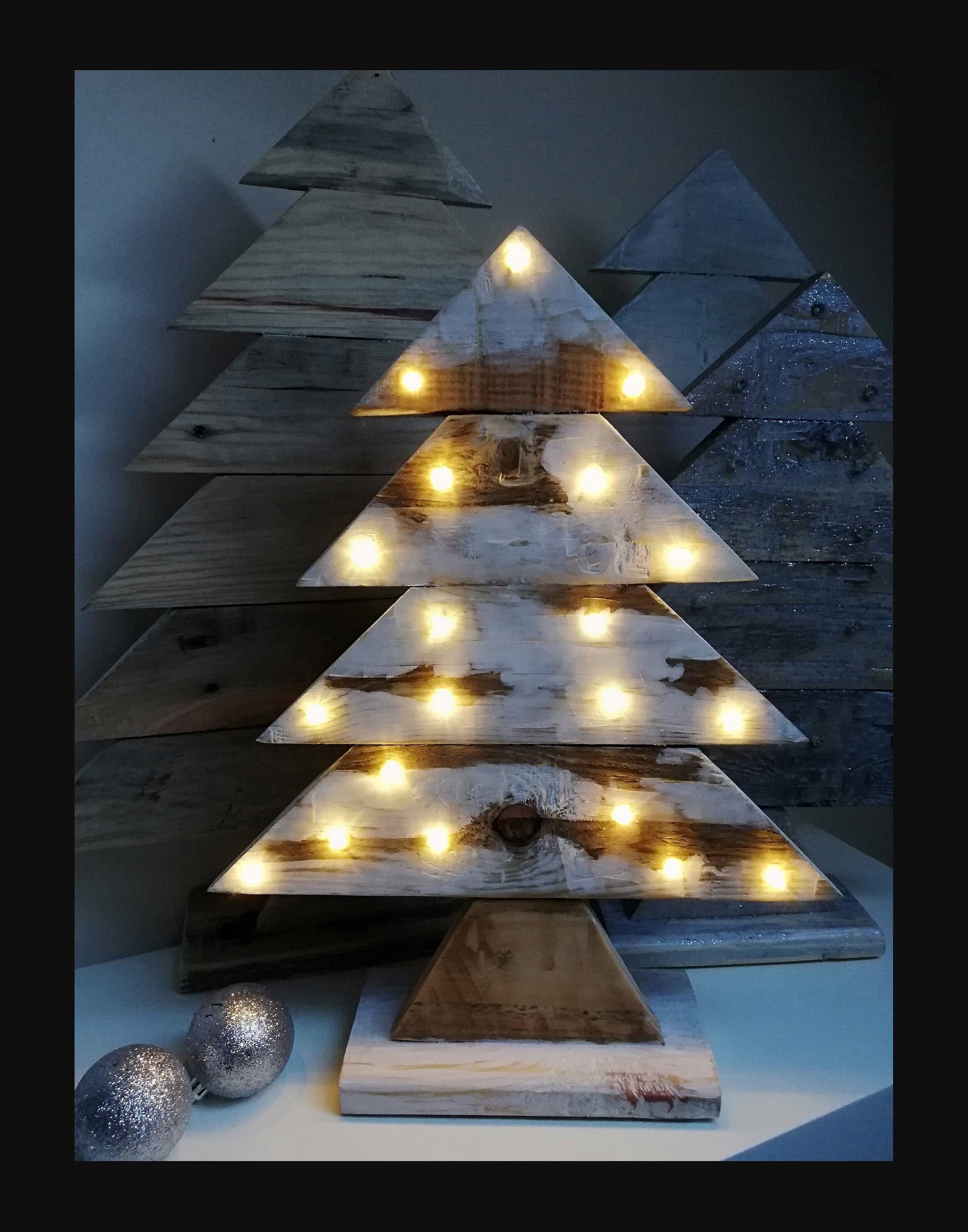 Wooden christmas tree with lights deals