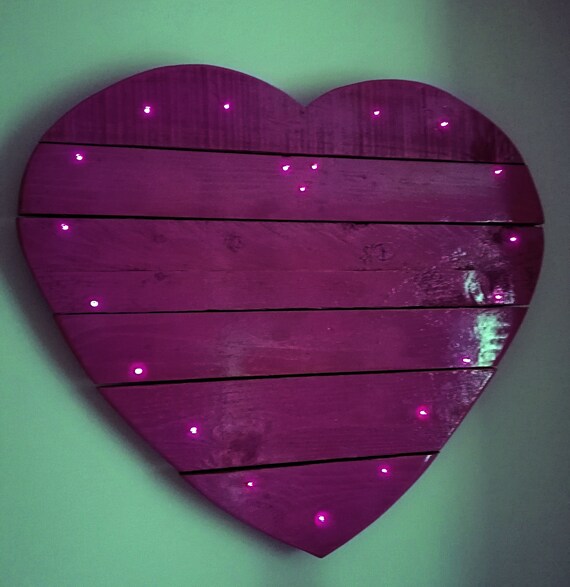 Pink Heart Wall Art Reclaimed Wood Wall Art Light Up Wall Art Girl S Bedroom Or Nursey Heart Shaped Wall Art Pink Decor Led Wall Art