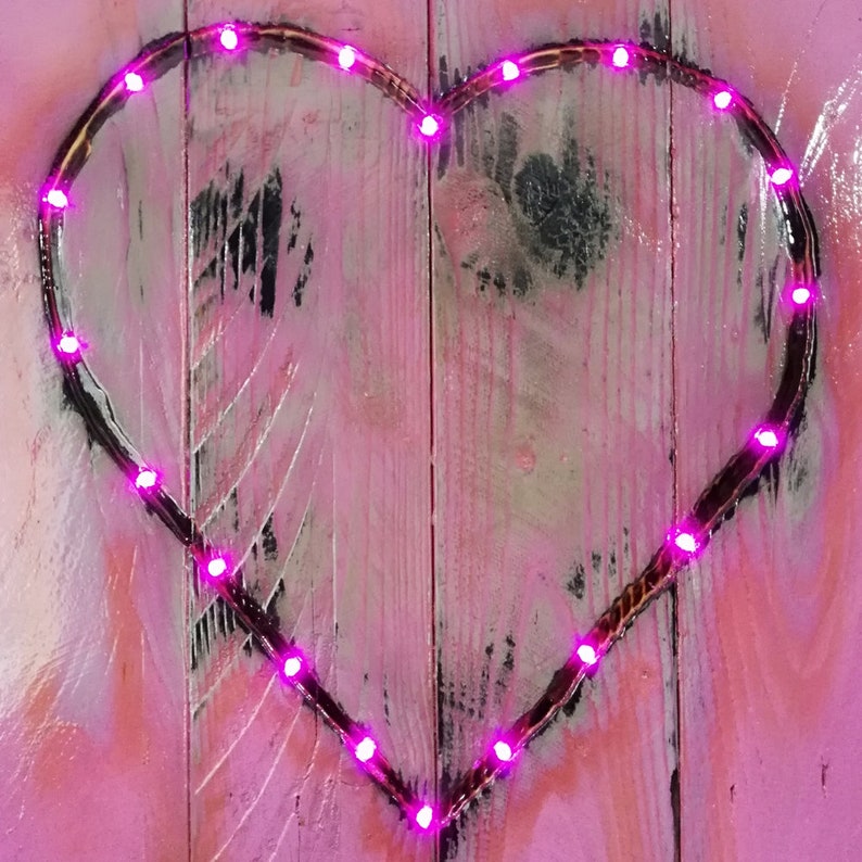Reclaimed Pallet Wood Heart Wall Art Light up Decor Teenage Etsy UK