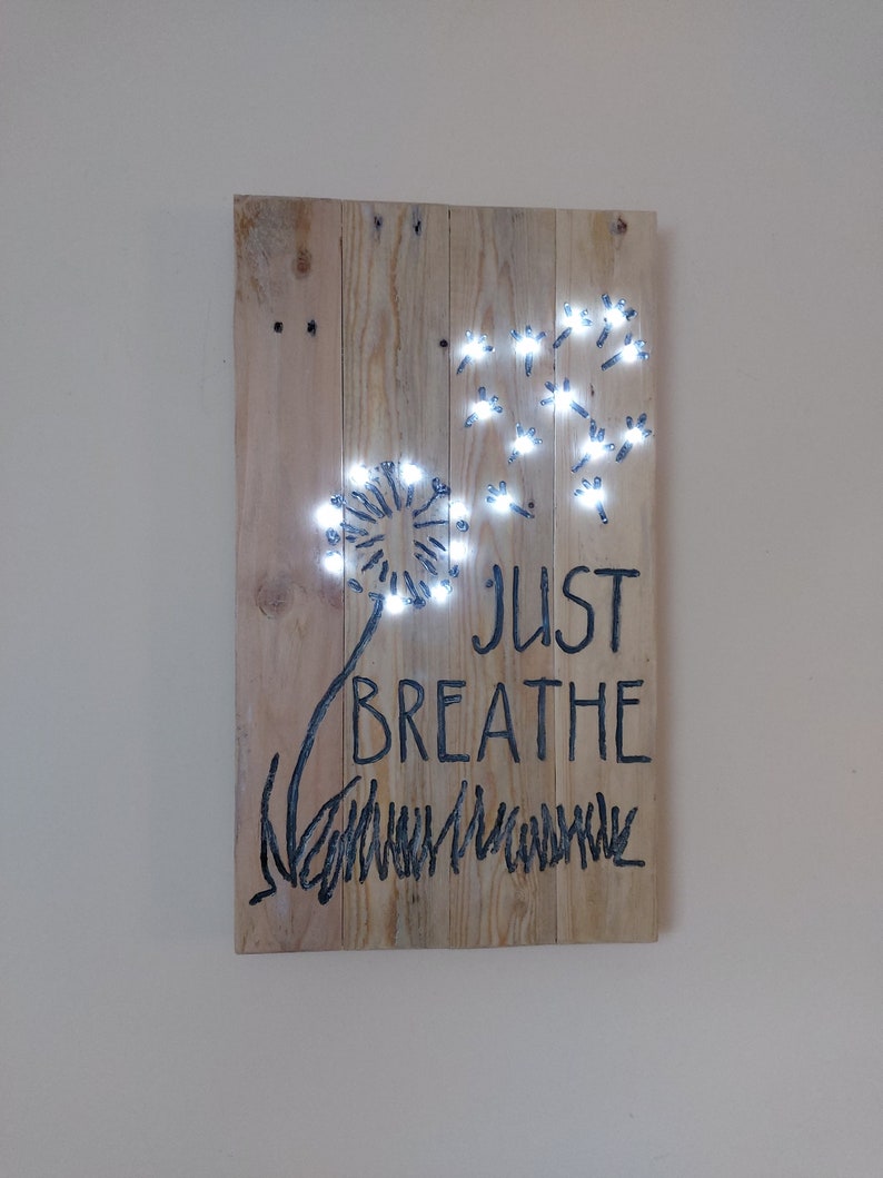 Just Breathe Dandelion Pallet Wood Wall Art Floral Decor Etsy