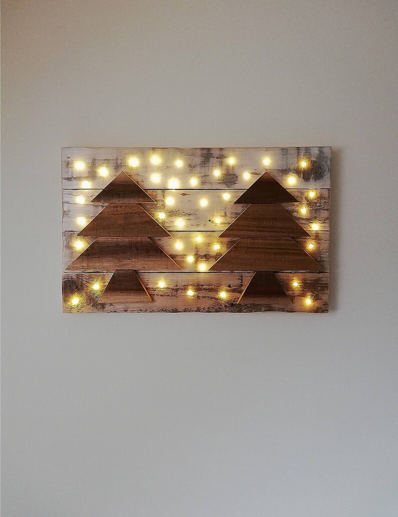 Christmas Pallet Wood Wall Decor Light up Christmas Tree Wall - Etsy UK