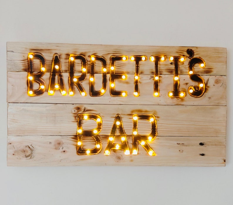 Custom Personalised Light up Bar Sign Home Bar Pallet Wood Etsy